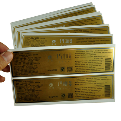 OEM Sticker Printing Service On Demand Roll Form PET Matt Gold Film
