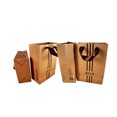Flat Handle Kraft Paper Bag Printing 4C+0 Cover color Gold hot foil stamping