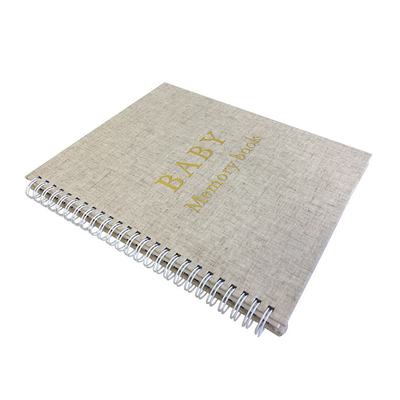 Journals Spiral Bound Book Hardcover Hot Foil Stamping Natural Linen Fabric